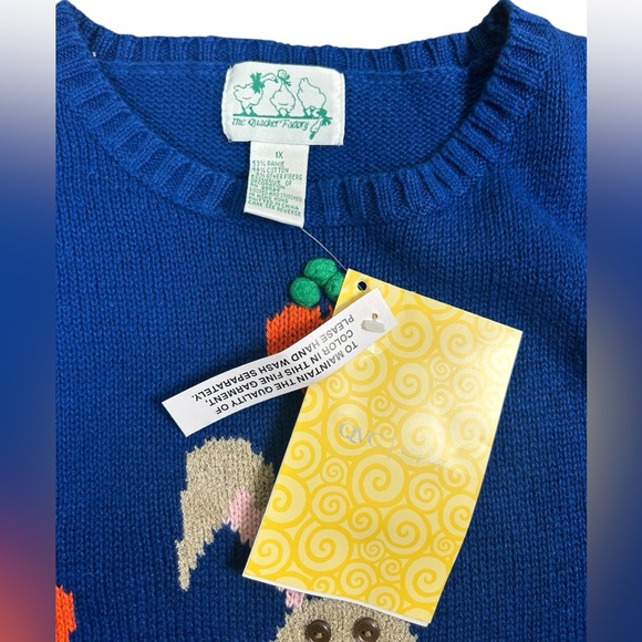 Quacker Factory VTG Y2K NWT Bunny Carrot Knit Sweater 1X Easter Novelty - Picture 3 of 13